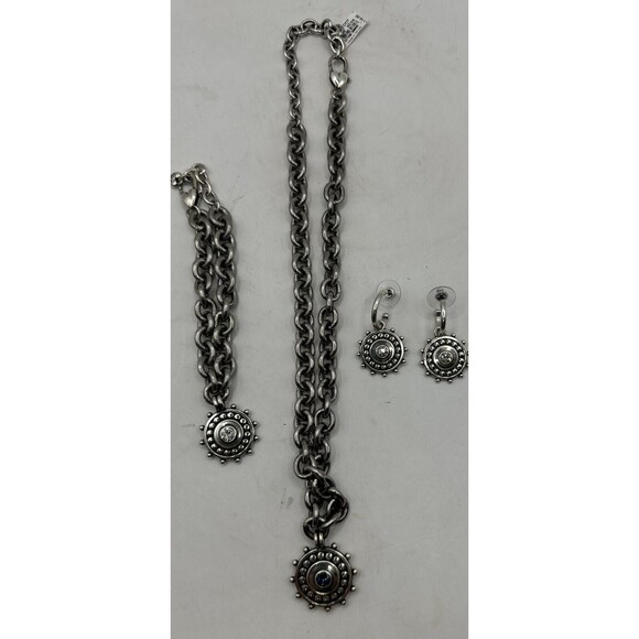 3 piece Brighton Pebble Dot Medali Reversible Collar Necklace Bracelet Earrings - Picture 1 of 11